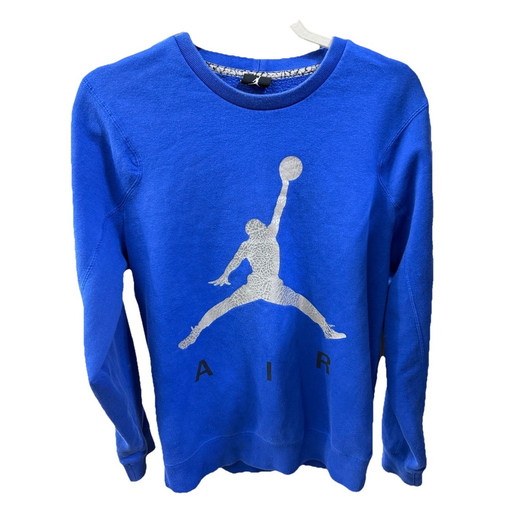 Air Jordan Sweatshirt Men's Medium Blue Flight Jumpman Crew Neck Sweater